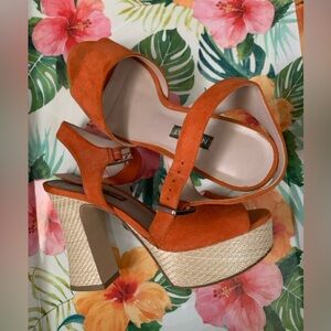 Nine West Orange Platform Heels